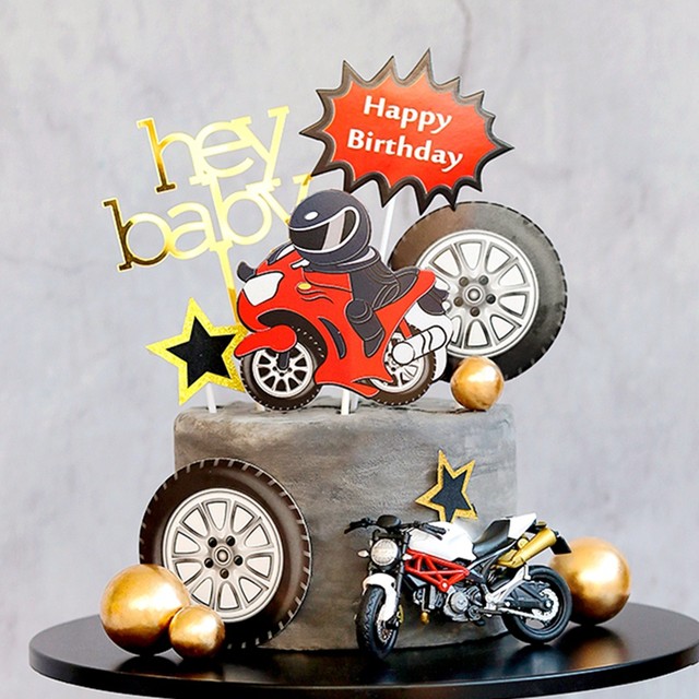 Topper De Bolo Para Motocicleta, Decoração De Festa De Aniversário Infantil,  Chá De Bebê, Sobremesa, Casamento, Amor, Presentes - Materiais P/ Decoração  De Bolo - AliExpress